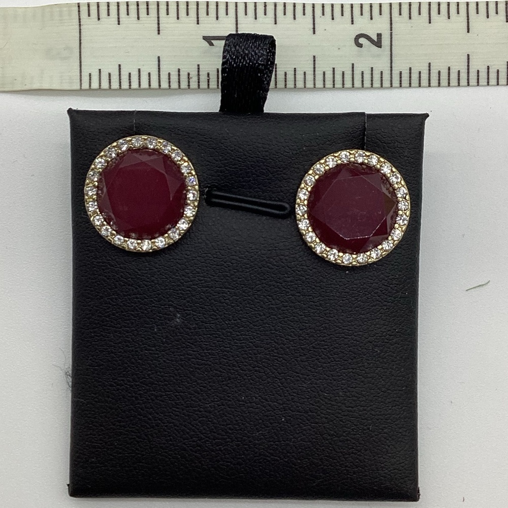 210. Maroon, Gold & Diamond-Studded Earrings β EUC - Picture 2 of 2